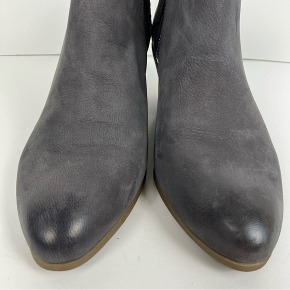 FRYE Judith Double Zip Stacked Heel Almond Toe Ankle Boots Grey Blue Sz 8.5 - Picture 4 of 16